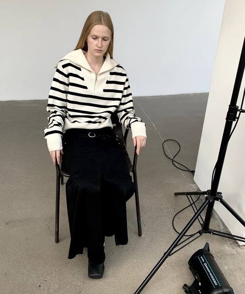 LONSLAN(ロンスラン)の「ハーフジップニット LON24a026(ニット/セーター・レディース・アイボリー・FREE)」の4枚目の写真