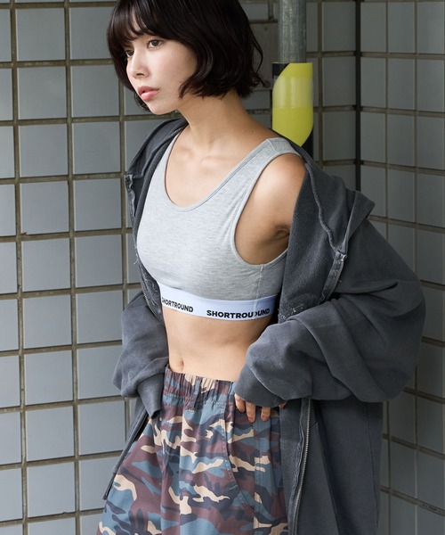 SHORT ROUND(ショートラウンド)の「SHORT ROUND/ロゴブラトップ(キャミソール・レディース・ブラック/杢グレー・MEDIUM/SMALL)」の11枚目の写真