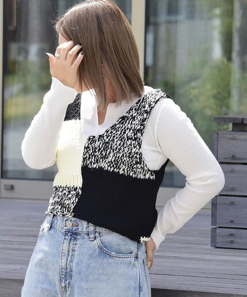 YENN（イエン）の「【YENN】PATCHWORK BUSTIER（ニット/セーター