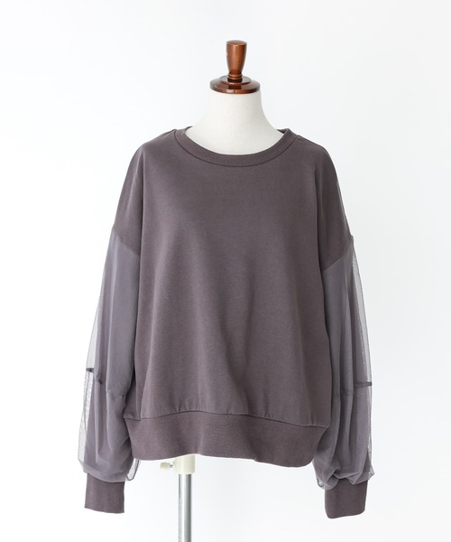 n'OrLABEL（ノアールレーベル）の「『チュールランタンスリーブスウェット』（スウェット・レディース・アイボリー/チャコール/グレイッシュブルー・FREE）」の11枚目の写真