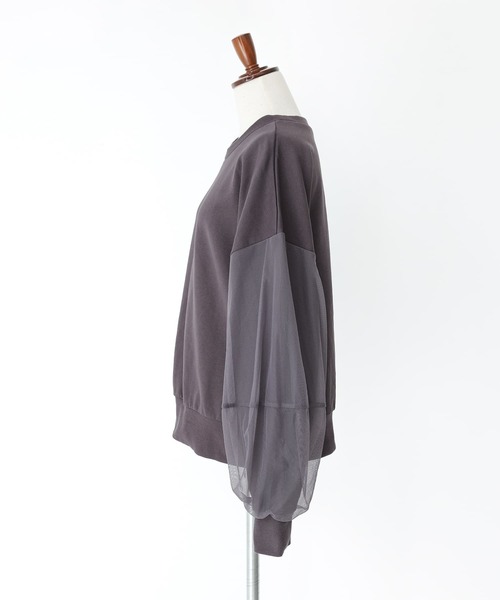 n'OrLABEL（ノアールレーベル）の「『チュールランタンスリーブスウェット』（スウェット・レディース・アイボリー/チャコール/グレイッシュブルー・FREE）」の5枚目の写真