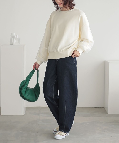 n'OrLABEL（ノアールレーベル）の「『チュールランタンスリーブスウェット』（スウェット・レディース・アイボリー/チャコール/グレイッシュブルー・FREE）」の22枚目の写真