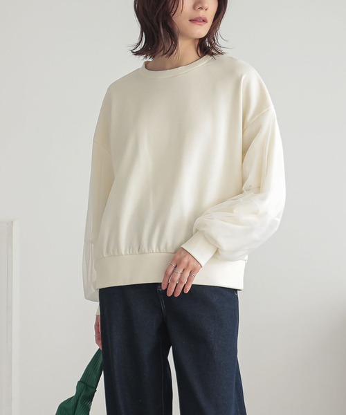 n'OrLABEL（ノアールレーベル）の「『チュールランタンスリーブスウェット』（スウェット・レディース・アイボリー/チャコール/グレイッシュブルー・FREE）」の21枚目の写真