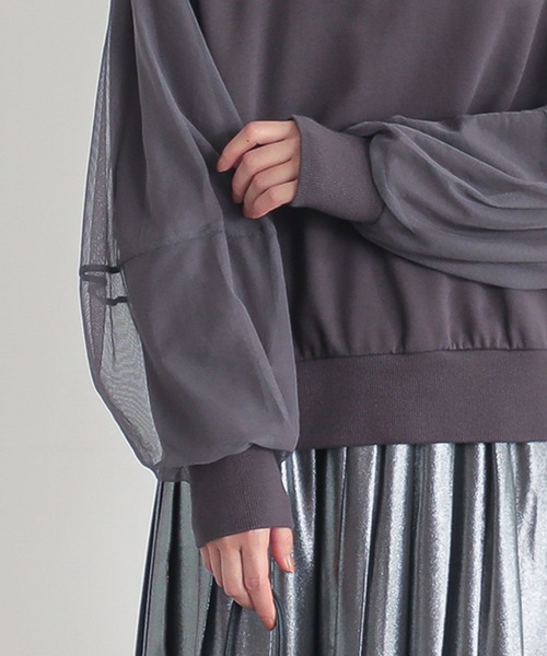 n'OrLABEL（ノアールレーベル）の「『チュールランタンスリーブスウェット』（スウェット・レディース・アイボリー/チャコール/グレイッシュブルー・FREE）」の16枚目の写真