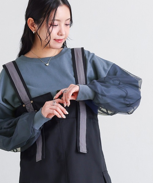 n'OrLABEL（ノアールレーベル）の「『チュールランタンスリーブスウェット』（スウェット・レディース・アイボリー/チャコール/グレイッシュブルー・FREE）」の13枚目の写真