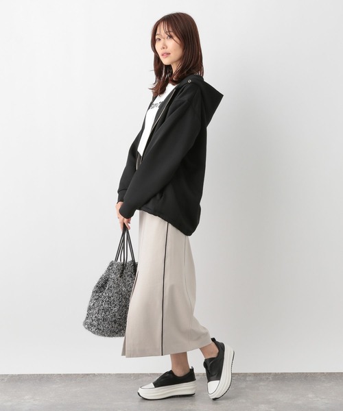 GLOBAL WORK（グローバルワーク）の「ライトクッションZIPパーカー/115482（パーカー・レディース・モカ/ブラック/グレイッシュベージュ/杢グレー・LARGE/MEDIUM）」の6枚目の写真