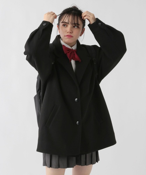 GLOBAL WORK（グローバルワーク）の「軽やかストレッチミドルコート/AND YUA ANY/115794（チェスターコート・キッズ・アイボリー/ブラック・150cm/160cm）」の2枚目の写真