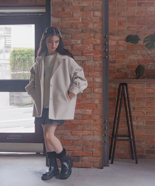 GLOBAL WORK（グローバルワーク）の「軽やかストレッチミドルコート/AND YUA ANY/115794（チェスターコート・キッズ・アイボリー/ブラック・150cm/160cm）」の4枚目の写真