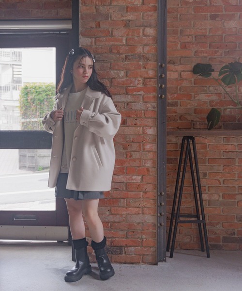 GLOBAL WORK（グローバルワーク）の「軽やかストレッチミドルコート/AND YUA ANY/115794（チェスターコート・キッズ・アイボリー/ブラック・150cm/160cm）」の5枚目の写真