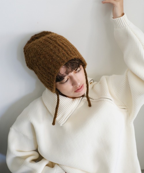 select MOCA(セレクトモカ)の「紐付きニット帽(ニットキャップ/ビーニー・レディース・ブラウン/ブラック/アイボリー・FREE)」の21枚目の写真