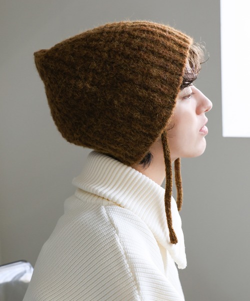 select MOCA(セレクトモカ)の「紐付きニット帽(ニットキャップ/ビーニー・レディース・ブラウン/ブラック/アイボリー・FREE)」の20枚目の写真