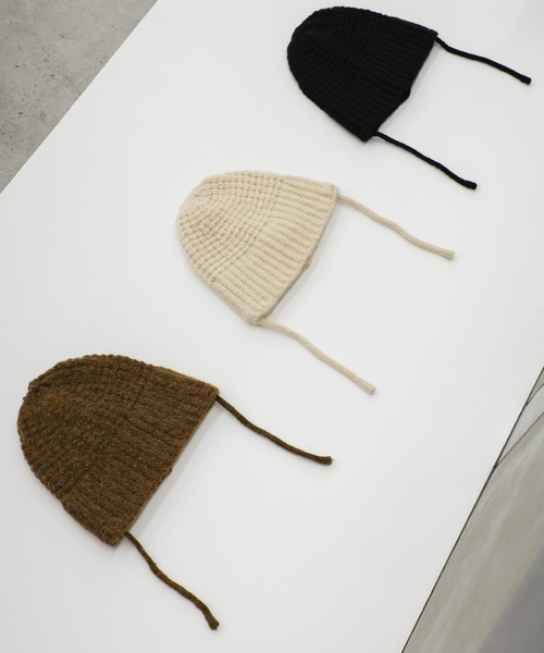 select MOCA(セレクトモカ)の「紐付きニット帽(ニットキャップ/ビーニー・レディース・ブラウン/ブラック/アイボリー・FREE)」の12枚目の写真