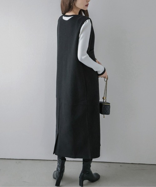 La-gemme（ラジェム）の「Vネックジャンパースカート（ジャンパースカート・レディース・オートミール/グレー/ブラウン/ブラック・フリー）」の7枚目の写真