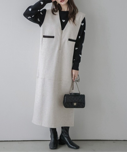 La-gemme（ラジェム）の「Vネックジャンパースカート（ジャンパースカート・レディース・オートミール/グレー/ブラウン/ブラック・フリー）」の16枚目の写真