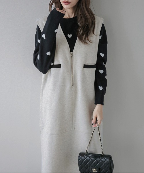 La-gemme（ラジェム）の「Vネックジャンパースカート（ジャンパースカート・レディース・オートミール/グレー/ブラウン/ブラック・フリー）」の17枚目の写真