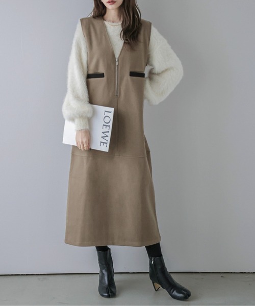 La-gemme（ラジェム）の「Vネックジャンパースカート（ジャンパースカート・レディース・オートミール/グレー/ブラウン/ブラック・フリー）」の22枚目の写真