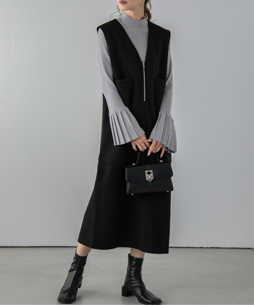 La-gemme（ラジェム）の「Vネックジャンパースカート（ジャンパースカート・レディース・オートミール/グレー/ブラウン/ブラック・フリー）」の8枚目の写真