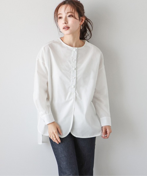 La-gemme(ラジェム)の「ラウンドヘムブラウス(シャツ/ブラウス・レディース・ホワイト/ブラック/グレー系その他・フリー)」の13枚目の写真