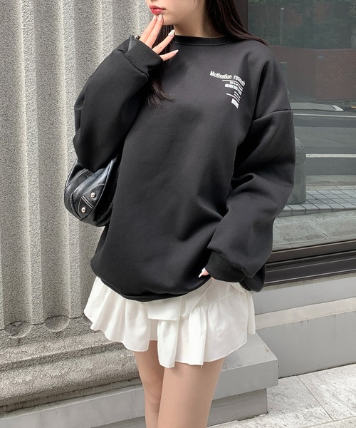 Teem Store(チームストア)の「裏起毛バックプリントオーバーサイズスウェットプルオーバー(スウェット・レディース・グレー/ブラック/アイボリー/チャコール・L/M)」の18枚目の写真