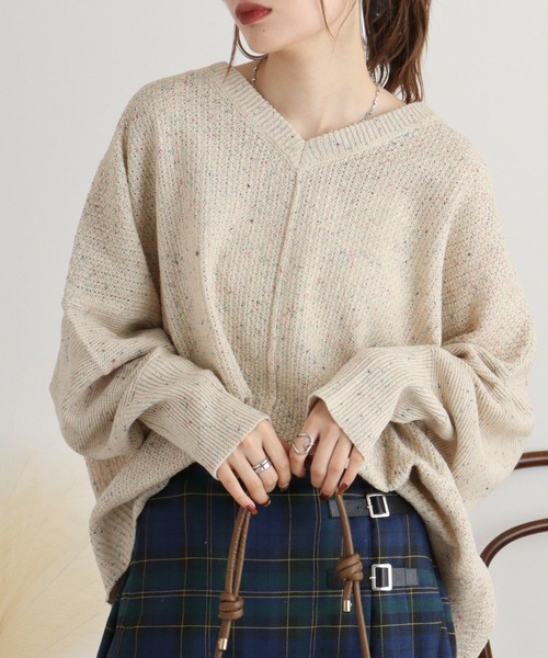 ニット セーター myke カラーネップ Vネックドルマンニット レディース myke カラーネップ Vネックドルマンニット（ニット/セーター