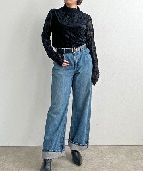 LHELBIE（レルビエ）の「フロッキーチュールトップス（Tシャツ/カットソー・レディース・ネイビー/ブラウン/ブラック・M）」の8枚目の写真
