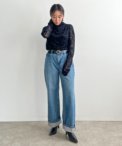 LHELBIE（レルビエ）の「フロッキーチュールトップス（Tシャツ/カットソー・レディース・ネイビー/ブラウン/ブラック・M）」の9枚目の写真