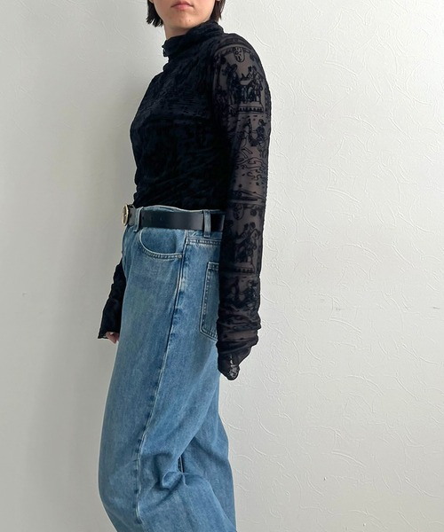 LHELBIE（レルビエ）の「フロッキーチュールトップス（Tシャツ/カットソー・レディース・ネイビー/ブラウン/ブラック・M）」の11枚目の写真