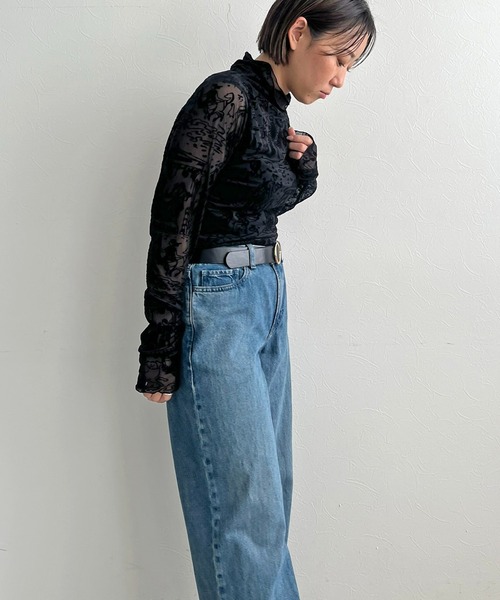 LHELBIE（レルビエ）の「フロッキーチュールトップス（Tシャツ/カットソー・レディース・ネイビー/ブラウン/ブラック・M）」の12枚目の写真