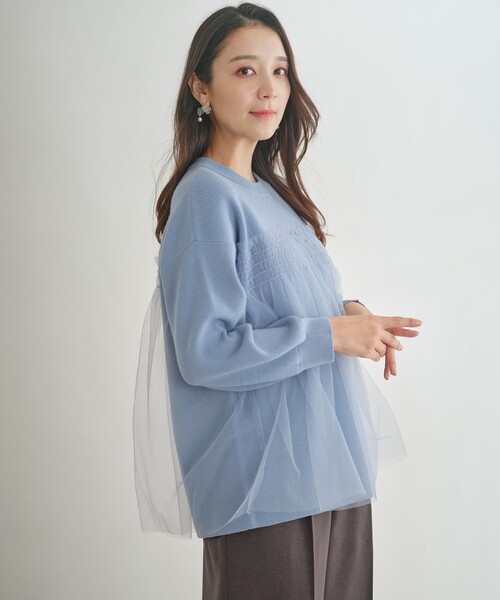 ANY SIS(エニィスィス)の「【洗える】ビスチェ風チュールコンビ ニット(ニット/セーター・レディース・アイボリー系/ブラック系/スカイブルー系・0)」の3枚目の写真