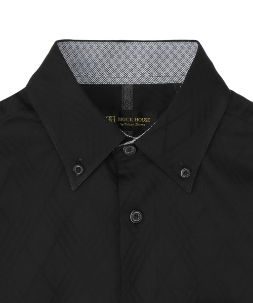 TOKYO SHIRTS(トウキョウシャツ)の「デザインカジュアル長袖シャツ ボタンダウン(ポロシャツ・メンズ・ブラック・M/S/L/LL)」の2枚目の写真