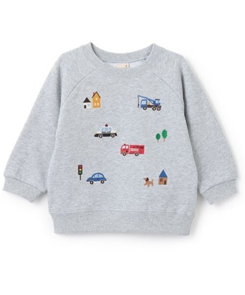 familiar 車刺繍 トレーナー ネイビー セール】働く車刺しゅうトレーナー（スウェット）｜petit main