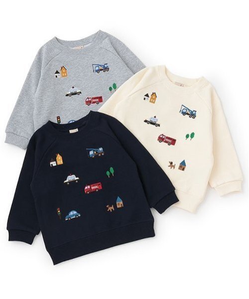 【familiar】新品未使用 車刺繍 トレーナー 100cm セール】働く車刺しゅうトレーナー（スウェット）｜petit main