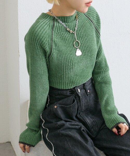 w closet（ダブルクローゼット）の「ベロアモールリブニット（ニット