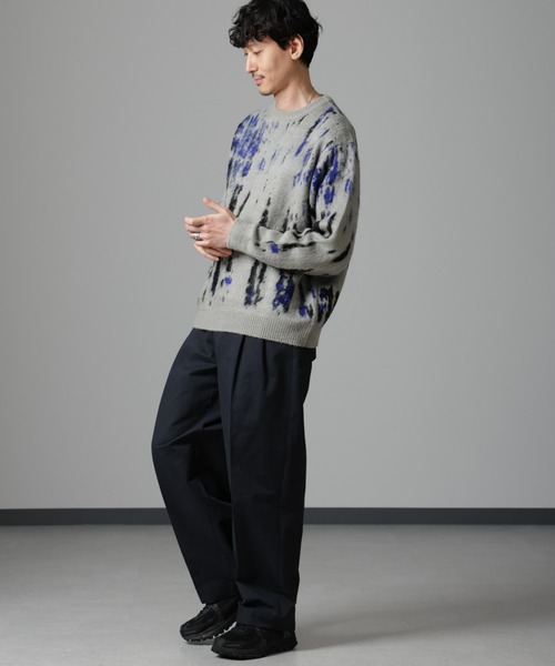 NANO universe（ナノユニバース）の「ペイントグラデーションモヘヤライクニット（ニット/セーター・メンズ・ネイビー/オリーブ/ブルーグリーン/ブラック/グレー・M/L）」の10枚目の写真