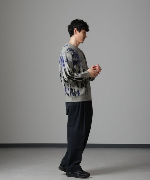 NANO universe（ナノユニバース）の「ペイントグラデーションモヘヤライクニット（ニット/セーター・メンズ・ネイビー/オリーブ/ブルーグリーン/ブラック/グレー・M/L）」の12枚目の写真