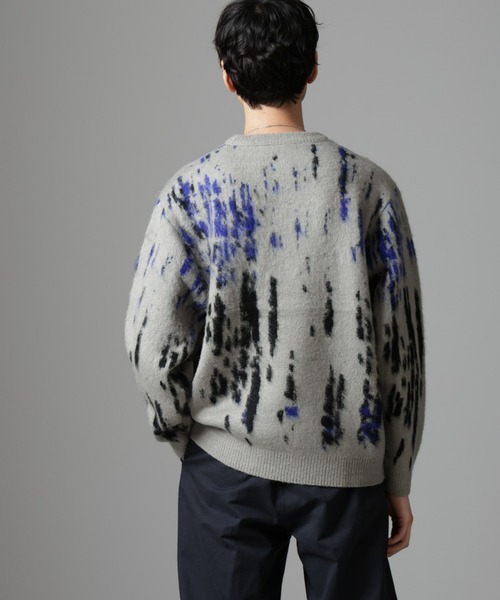 NANO universe（ナノユニバース）の「ペイントグラデーションモヘヤライクニット（ニット/セーター・メンズ・ネイビー/オリーブ/ブルーグリーン/ブラック/グレー・M/L）」の7枚目の写真