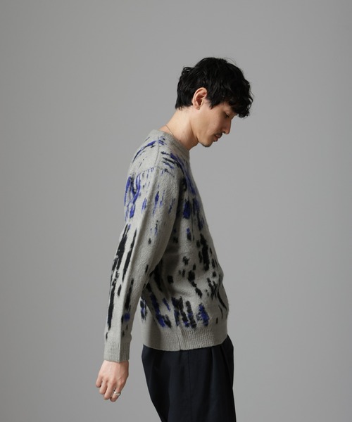 NANO universe（ナノユニバース）の「ペイントグラデーションモヘヤライクニット（ニット/セーター・メンズ・ネイビー/オリーブ/ブルーグリーン/ブラック/グレー・M/L）」の8枚目の写真