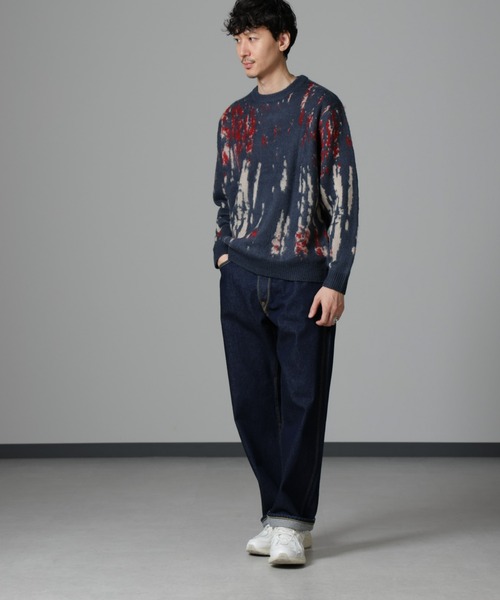 NANO universe（ナノユニバース）の「ペイントグラデーションモヘヤライクニット（ニット/セーター・メンズ・ネイビー/オリーブ/ブルーグリーン/ブラック/グレー・M/L）」の18枚目の写真