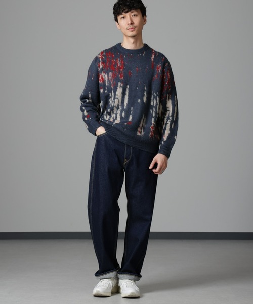 NANO universe（ナノユニバース）の「ペイントグラデーションモヘヤライクニット（ニット/セーター・メンズ・ネイビー/オリーブ/ブルーグリーン/ブラック/グレー・M/L）」の19枚目の写真