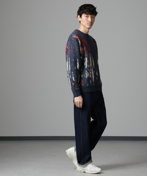 NANO universe（ナノユニバース）の「ペイントグラデーションモヘヤライクニット（ニット/セーター・メンズ・ネイビー/オリーブ/ブルーグリーン/ブラック/グレー・M/L）」の22枚目の写真