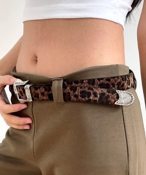 VIBGYOR Women（ヴィブジョー　ウィメン）の「【urge select】レオパード柄 フェイクハラコ ベルト（ベルト・レディース・ブラウン/ベージュ・FREE）」の3枚目の写真