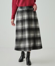 DRESKIP | 【S-LL】見た目もあったか シャギー調チェックフレアスカート(スカート)