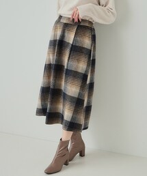DRESKIP | 【S-LL】見た目もあったか シャギー調チェックフレアスカート(スカート)