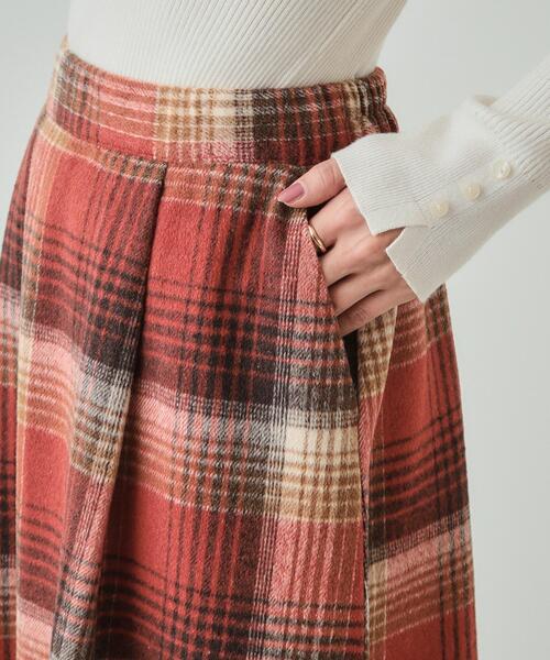 DRESKIP（ドレスキップ）の「◆【S-LL】見た目もあったか シャギー調チェックフレアスカート（スカート・レディース・ベージュ系1/ワイン系3/ブラック系1・04/03/02/01）」の21枚目の写真