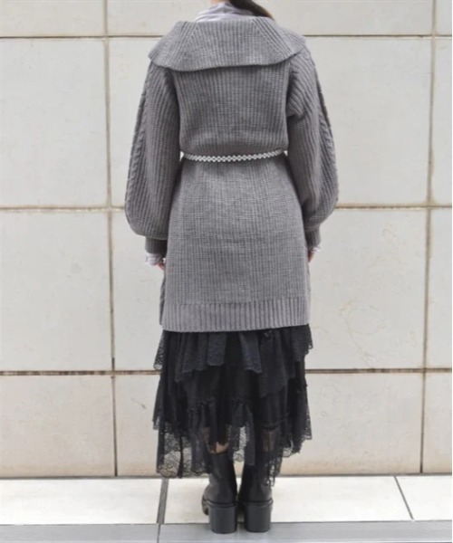 axes femme（アクシーズファム）の「Ｗ編み上げニットチュニック（チュニック・レディース・ブラック/ミント/ワイン/キナリ/ピンク・FREE）」の7枚目の写真