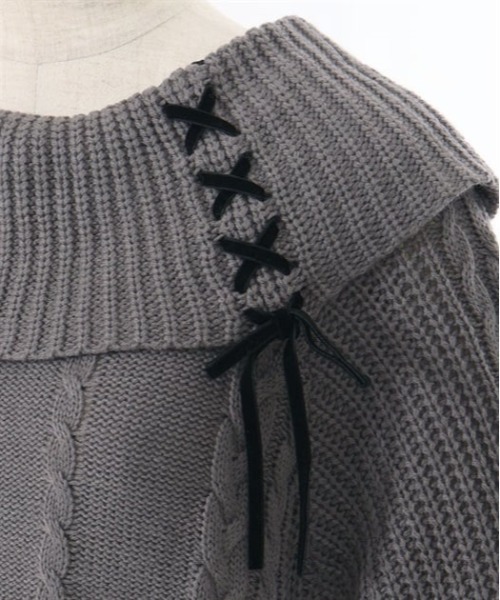 axes femme（アクシーズファム）の「Ｗ編み上げニットチュニック（チュニック・レディース・ブラック/ミント/ワイン/キナリ/ピンク・FREE）」の11枚目の写真