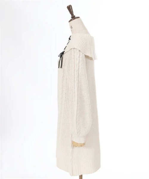 axes femme（アクシーズファム）の「Ｗ編み上げニットチュニック（チュニック・レディース・ブラック/ミント/ワイン/キナリ/ピンク・FREE）」の13枚目の写真