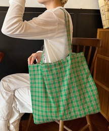 レトロチェック柄トートバッグ