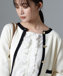 NANO universe（ナノユニバース）の「洗濯機洗い可バイカラーニットジャケットカーディガン（カーディガン/ボレロ）」