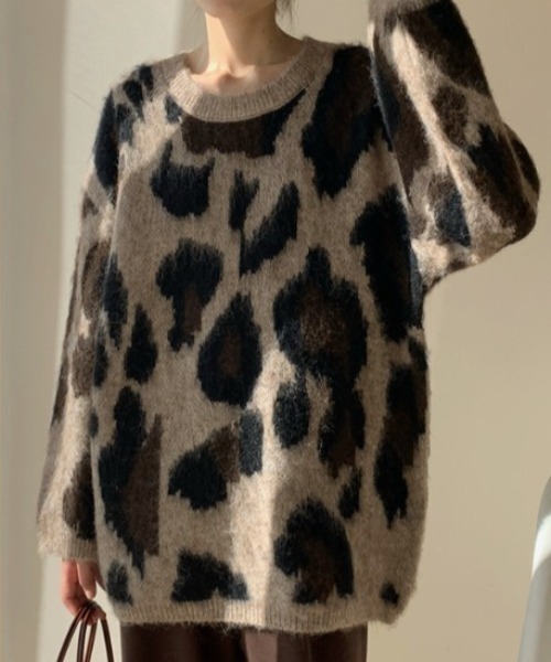 Hysteric Glamour レオパード柄ニットセーター　長袖 LEOPARD柄 プルオーバー|HYSTERIC GLAMOUR WOMEN | HYSTERIC